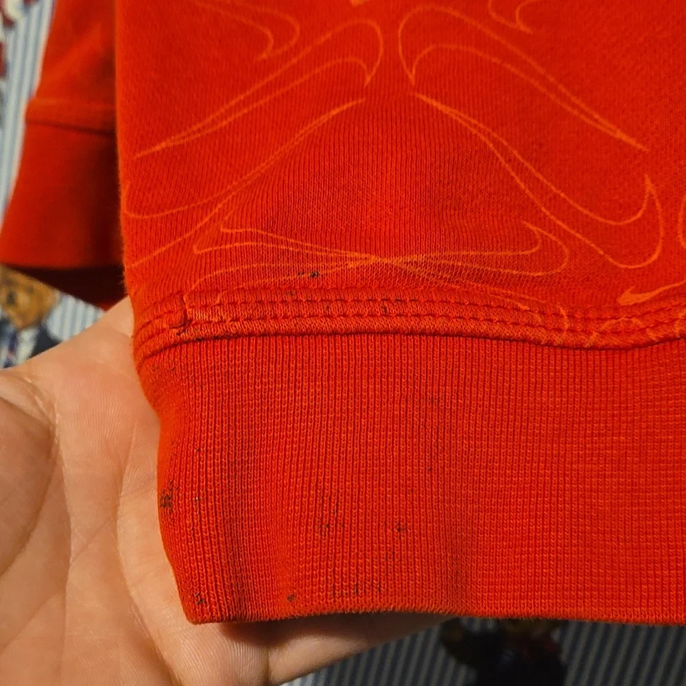 Nike Center Swoosh Check All Over Print Sweatshirt Hoodie Red Kids Large